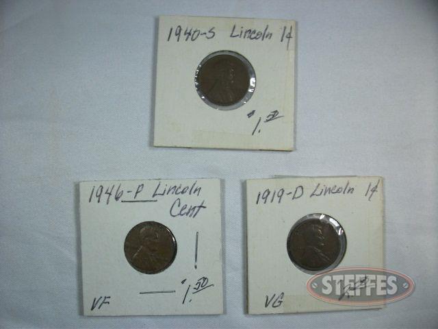 1919, 1940, & 1946 Lincoln Pennies